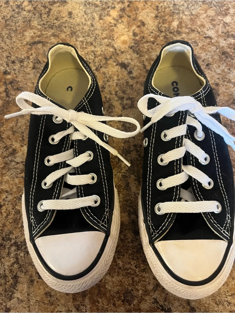 Converse Kids Black Canvas Low-Top Sneakers with White Laces